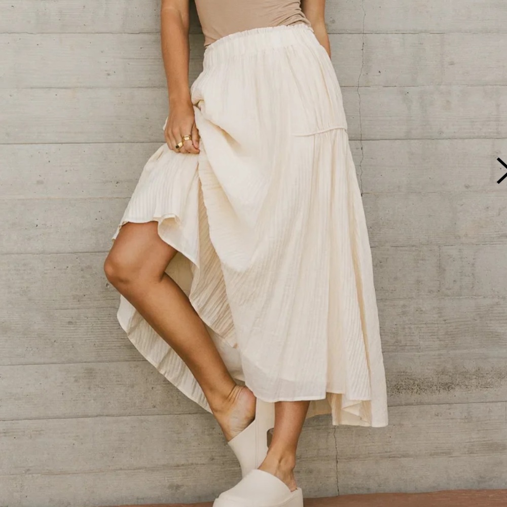 Bohme Phillipa Pleated Maxi skirt cream size small